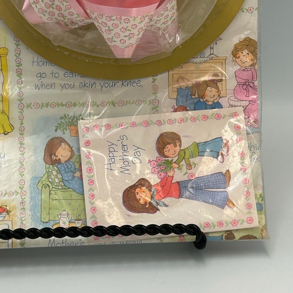 Vintage Hallmark Mothers Day Gift Wrap Ensemble Bow Card Wrapping Paper Sheets - Picture 3 of 12